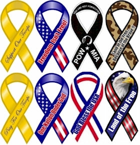 US Military Service Branch, Patriotic, Inspirational Ribbon Magnets (Assorted)
