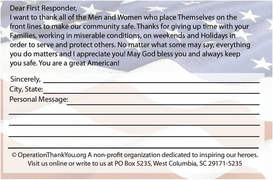 First Responder Thank You Cards