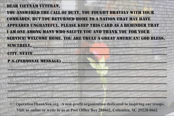 Vietnam Veteran Thank You Cards (Women's Memorial)