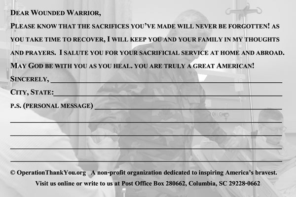 Military Get Well Cards (For Any Wounded Warrior)